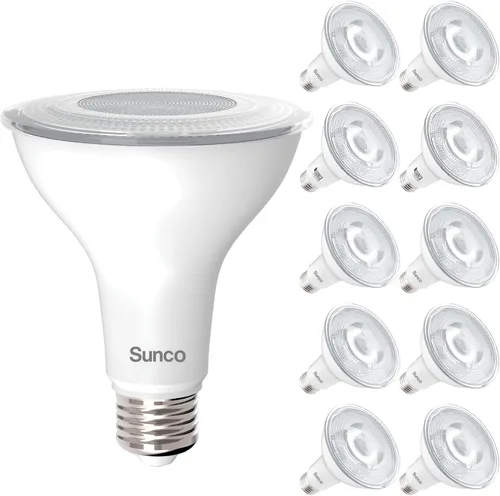 Miniatura 8 de Sunco - Paquete de 10 bombillas LED PAR30, luz de inundación residencial para interiores y exteriores, CRI90 equivalente a 75 W, 11 W, regulable