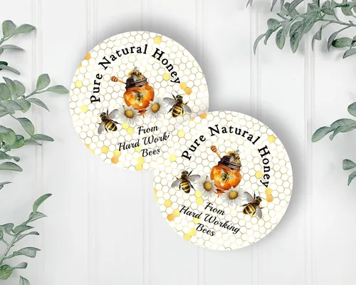 Miniatura 4 de 40 etiquetas de tarro de miel, pegatinas, etiquetas, abejas miel cruda natural