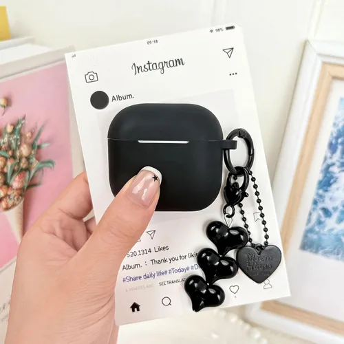 Miniatura 6 de inewateri Funda compatible con AirPods 4, TPU suave con kit de limpieza, bonito dije de hebilla plateada a la moda, diseño estético, a prueba