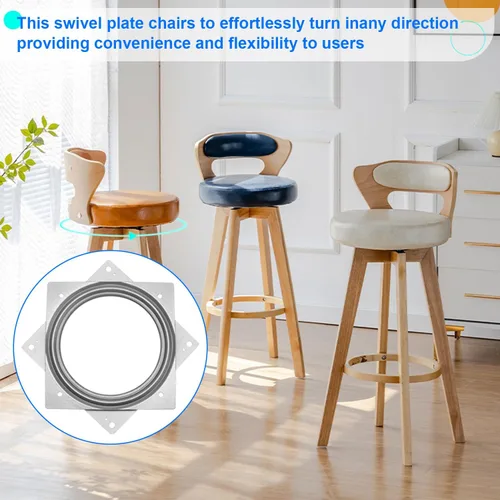Miniatura 6 de Paquete de 5 placas giratorias cuadradas de 500 libras de capacidad de 6 pulgadas, placa giratoria Lazy Susan de 6 pulgadas, rodamientos de placa