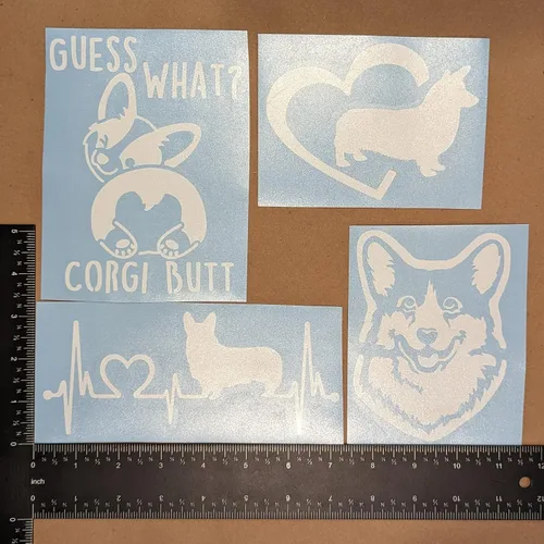 Miniatura 4 de Paquete de 4 calcomanías de Corgi: Guess What Corgi Butt, corazón de Corgi galés de Pembroke, latido del corazón de Corgi, calcomanías faciales