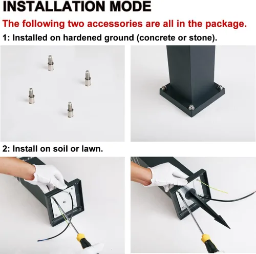 Miniatura 2 de Luces de camino, luces de poste IP55, impermeable, para exteriores, lámpara de pie, lámpara de pie, portalámparas E26, cableada, adecuada