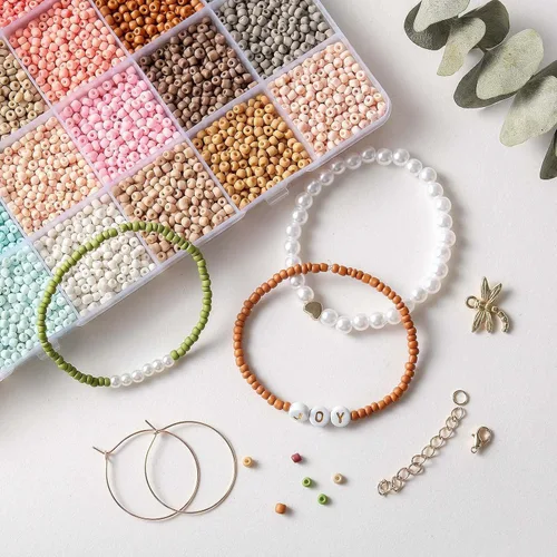 Miniatura 5 de TEXGIZRLY Cuentas de semillas de vidrio de 3 mm para hacer joyas, kit de fabricación de pulseras de amistad para niñas y adultos, kit de cuentas