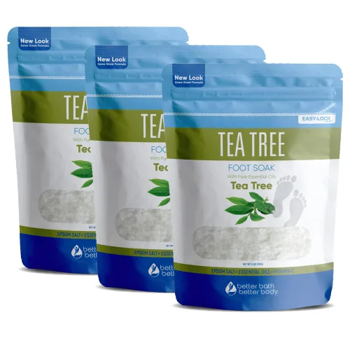 Miniatura 8 de Remoja para pies de árbol de té, 32 onzas (2 libras) de sal de Epsom de grado USP con aceite esencial de árbol de té natural más vitamina C en bolsa