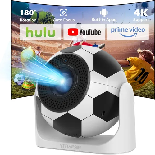Miniatura 8 de Proyector portátil KTV JY320, mini proyector compatible con 4K con 2 micrófonos inalámbricos, WiFi6, Bluetooth, giratorio de 180°, proyector de cine
