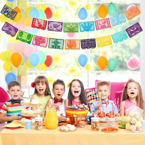 Miniatura 7 de Qpout Cartel de fieltro para fiesta mexicana, 4 piezas, 11.8 x 7.9 pulgadas, Cinco de Mayo, Día de los Muertos, Papel Picado, 4 diseños diferentes