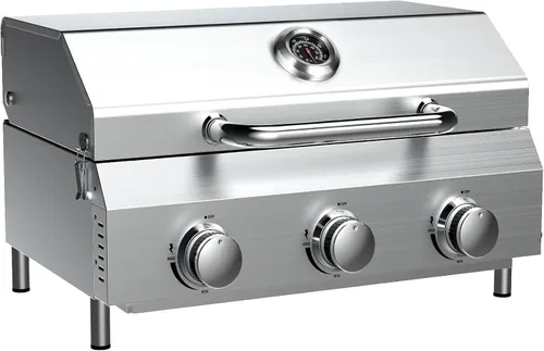 Miniatura 11 de Bestfire - Parrilla de gas propano de mesa, 2 quemadores, 20,000 BTU Parrilla de propano portátil de acero inoxidable con patas para patio al aire