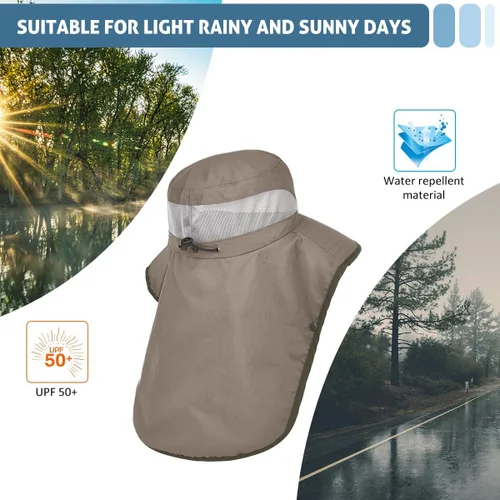 Miniatura 7 de LCZTN - Sombrero de protección solar de ala ancha, sombrero de pesca con solapa para cara y cuello, protección UPF 50+