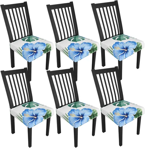 Miniatura 99 de Juego de 4 fundas elásticas para sillas de comedor, fundas para sillas de comedor con estampado floral, fundas para asientos de sillas con estampado