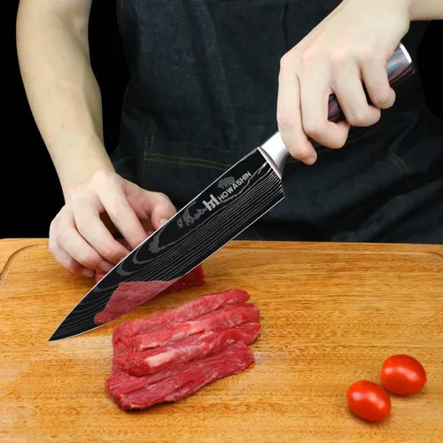 Miniatura 3 de Juego de cuchillos de cocina de acero inoxidable alemán, 3 piezas, cuchillo de chef de alto carbono, mango ergonómico de madera