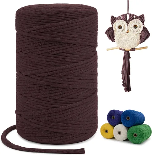 Miniatura 29 de Cuerda de macramé de una sola hebra de 0.197 in x 110 yardas, cuerda de macramé de algodón natural de 0.197 in, cuerda de algodón grueso para colgar