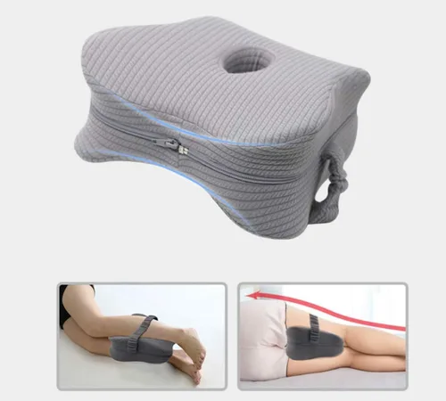 Miniatura 2 de Almohada de rodilla mejorada para personas que duermen de lado con correa elástica, almohada de piernas de espuma viscoelástica, ideal