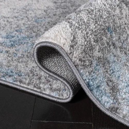 Miniatura 4 de SAFAVIEH Tulum Collection - Alfombra decorativa de 2 x 5 pies, color gris y azul, diseño abstracto moderno, no desprende pelusa y fácil de limpiar