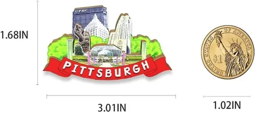 Miniatura 3 de Imán de Pittsburgh de Estados Unidos para nevera, monumentos 3D, decoración coleccionable de recuerdo hecho a mano