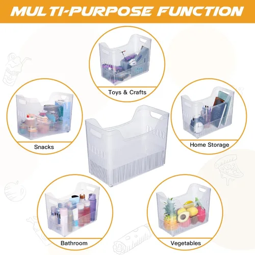 Miniatura 3 de Beeveer 4 cubos organizadores de plástico para congelador con rueda, organizador de despensa de cocina, contenedores de almacenamiento de aperitivos