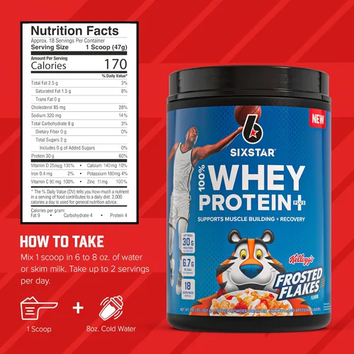 Miniatura 5 de Six Star Whey Protein Powder Plus - Fórmula de construcción muscular y recuperación con polvo aislado de suero de leche, BCAAs, 30g de proteína