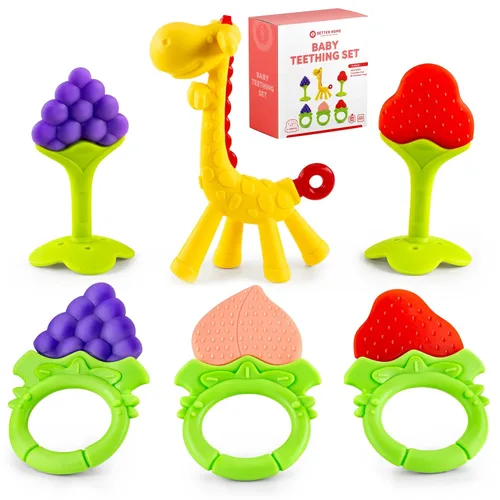 Juguetes para dentición para bebés, paquete de 6 unidades, juego de mordedor para recién nacidos, silicona de grado alimenticio, apto para