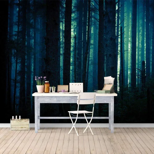 Miniatura 15 de SIGNFORD Papel tapiz autoadhesivo para despegar y pegar, papel tapiz de bosque brumoso a la luz del sol, calcomanías adhesivas de construcción de 66