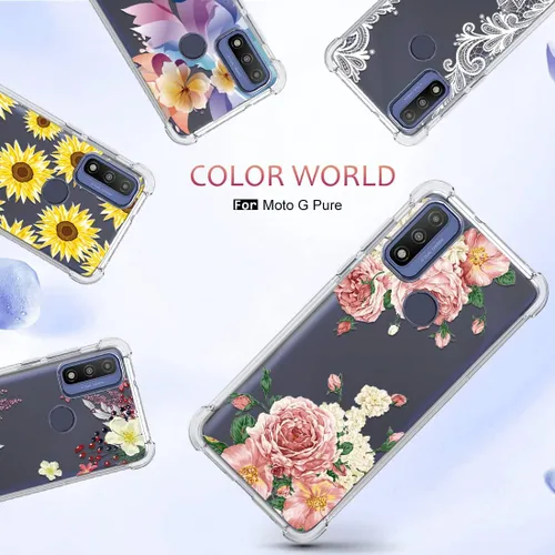 Miniatura 6 de Osophter Funda para teléfono Moto G Pure, funda Moto G Pure para mujeres y niñas, diseño floral con protector de pantalla, absorción de golpes