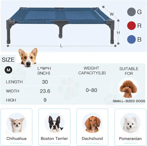 Miniatura 4 de suddus Cama elevada para perros impermeable al aire libre, cama elevada portátil para perros, camas para perros fuera del suelo, cama para perros