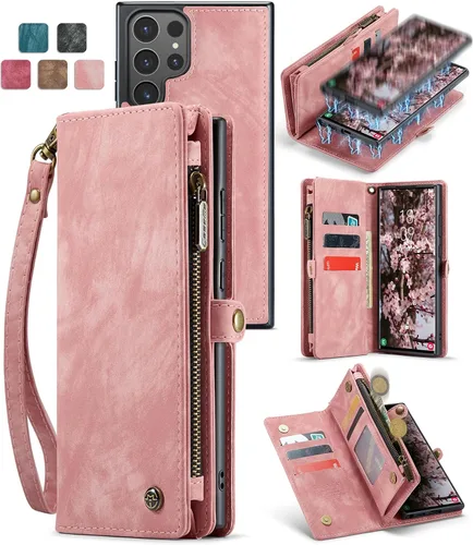 Miniatura 20 de Funda tipo cartera desmontable 2 en 1 para Samsung Galaxy S23 con tarjetero y funda de piel retro de alta calidad con tapa magnética, bolsillo
