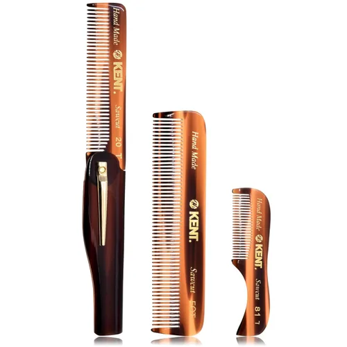 Kent Set de peines de bolsillo para el cabello para hombre, 81T XS, dientes finos FOT, peine plegable de dientes finos 20T. El mejor kit de aseo