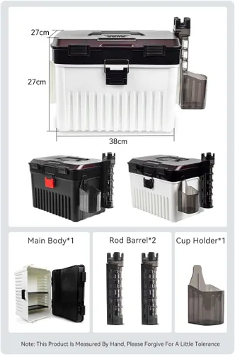 Miniatura 3 de KINGDOM Caja de almacenamiento de equipo de pesca anticaídas y resistente a la presión, capacidad de dos capas, hebilla independiente de 4.0 lbs