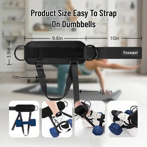 Miniatura 5 de Correas de tobillo para máquina de mancuernas y cables, correas de fijación de mancuernas de pie de mono para entrenador de gimnasio y correas
