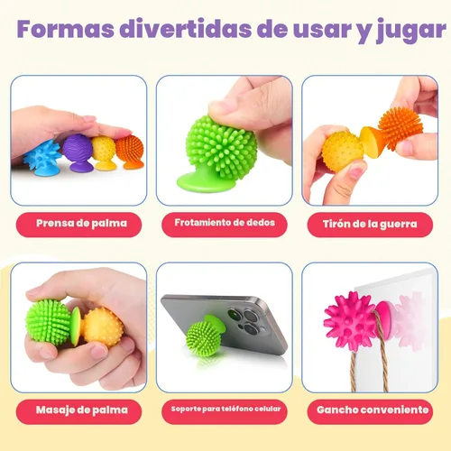 Miniatura 5 de Juguetes sensoriales antiestrés para niños y adultos: paquete de 16 juguetes texturizados con succión - Juguetes sensoriales para niños con autismo