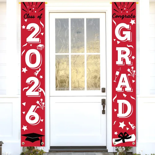 Miniatura 9 de Cartel de graduación para porche, letrero de clase, banderas colgantes de felicitaciones, escuela secundaria, universidad, fiesta, decoración