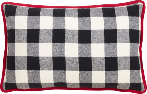 Miniatura 2 de SARO LIFESTYLE DAMA di Natale Collection Buffalo Plaid Joy - Almohada rellena de poliéster, 12 x 20 pulgadas, color negro