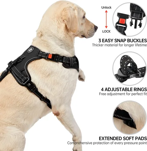 Miniatura 4 de NESTROAD Arnés para Perro Sin Tirones, Arnés de Chaleco para Perro Oxford Ajustable con Correa, Arnés Reflectante Sin Ahogo para Mascotas con Mango