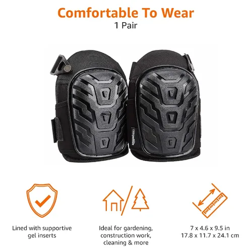 Miniatura 4 de Amazon Basics Rodilleras profesionales con cojín de gel - 1 par, color negro