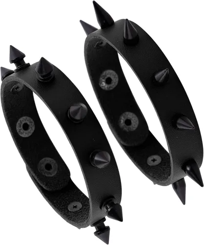 Miniatura 9 de MILAKOO Pulsera de cuero punk para hombre, pulsera de cuero con espiga para mujer