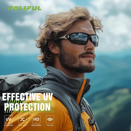 Miniatura 2 de Paquete de 3 lentes de sol deportivos polarizados para hombres, gafas de sol masculinas envolventes con protección UV para ciclismo, pesca