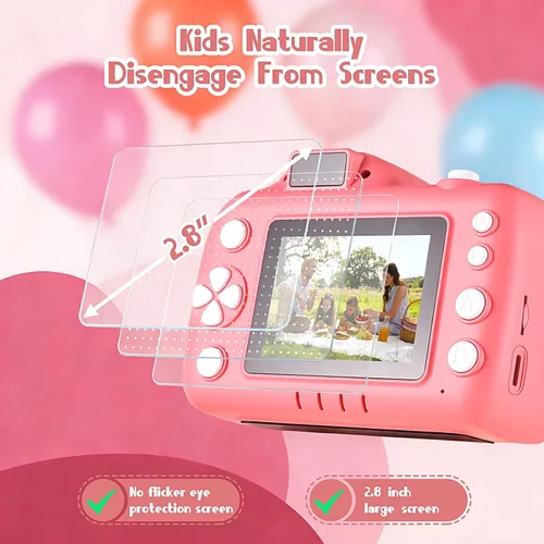 Miniatura 7 de Cámara digital para niños con videojuegos, cámara digital para niños Fhd 1080P, videocámara digital para niños con proyector Stent para regalos, rosa