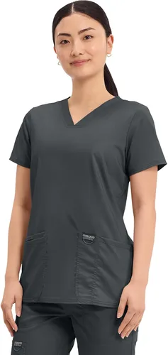Miniatura 3 de Cherokee Medical - Camisa sanitaria para mujer con cuello en V, ajuste clásico moderno y 3 bolsillos, tela ultra suave y elástica en 2 direcciones