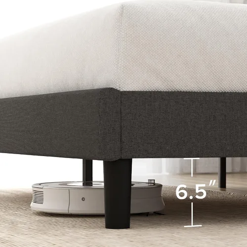 Miniatura 4 de Zinus Queen Maya - Marco de cama tapizado con cabecera asimétrica, listones de madera duraderos, estructura resistente, sueño sin ruido, no necesita