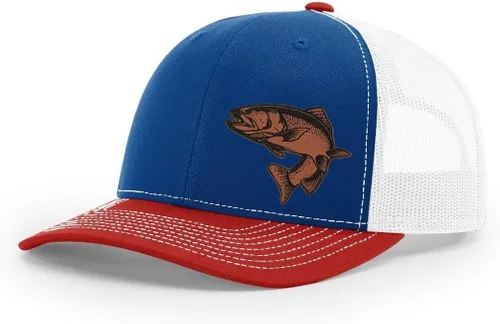 Miniatura 51 de Sombrero de pesca de trucha con parche de cuero grabado láser Richardson 112 Snapback Trucker Cap