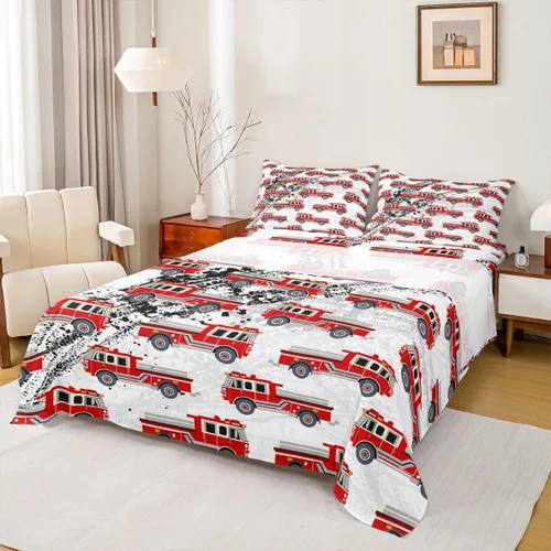 Miniatura 14 de Erosebridal Juego de sábanas de automóvil de dibujos animados para niños, juego de ropa de cama de camiones, tamaño individual, sábana bajera