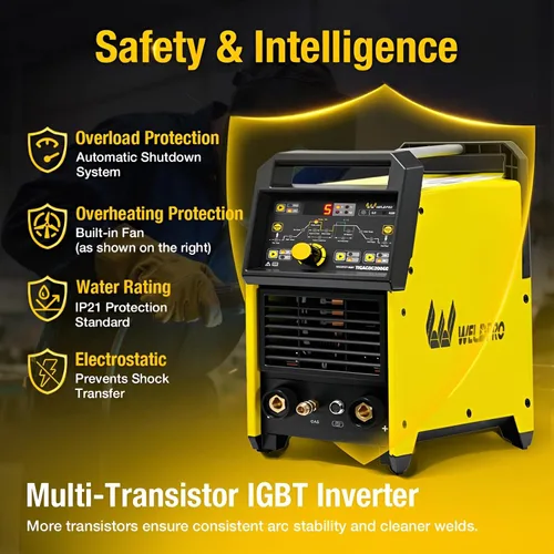 Miniatura 5 de Weldpro TIG Soldador AC/DC 200A con pulso, soldador TIG de aluminio 110 V/220 V con CK17 TIG antorcha AC TIG/DC TIG/AC PULSE TIG/DC PULSE TIG/Stick