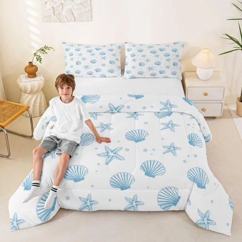 Miniatura 48 de Manfei Go Fishing Juego de edredón tamaño King para niños, juego de ropa de cama con diseño geométrico de peces de bass y rombos, decoración