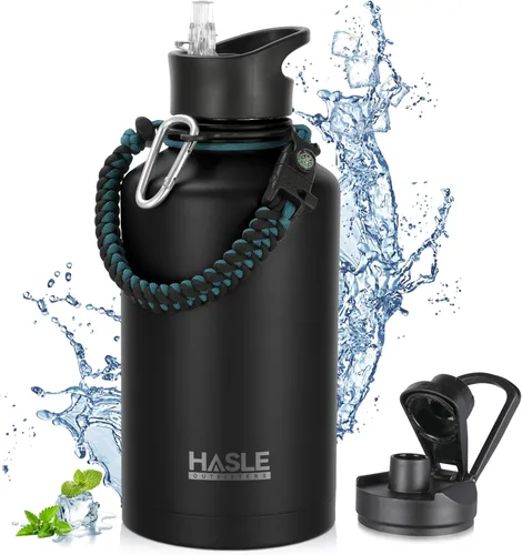 Miniatura 78 de HASLE OUTFITTERS Botella de agua aislada de 22 onzas, botella de agua de acero inoxidable de doble pared, boca ancha con tapa de popote y tapa