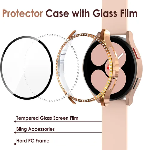 Miniatura 2 de Simpeak Paquete de 5 protectores de pantalla compatibles con Samsung Galaxy Watch 4 (1.575 pulgadas), funda rígida de policarbonato con cristal