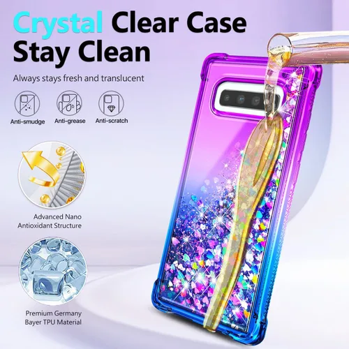 Miniatura 48 de NGB - Funda de teléfono diseñada para Samsung Galaxy S9+ Plus, morado/azul, con purpurina líquida para mujeres y niñas, con protector de pantalla