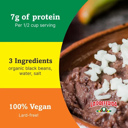 Miniatura 4 de La Preferida Frijoles Refritos Negro Orgánico, 15 oz (Paquete de 3)