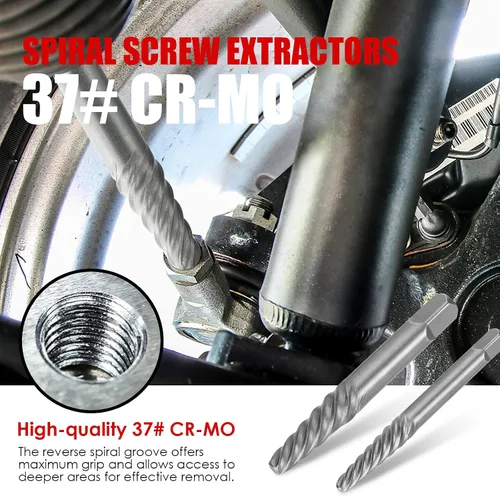 Miniatura 3 de Juego de 35 piezas de extractor de tornillos, broca de mano izquierda inversa de Cr-Mo 37# y 6542#, kit de extracción de tornillo Allen de múltiples