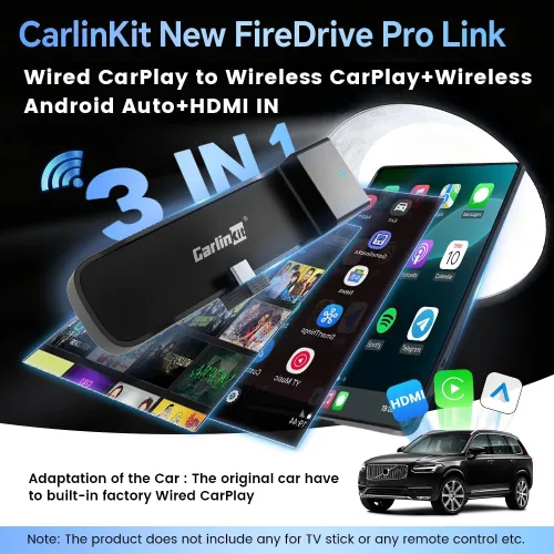 Miniatura 2 de Carlinkit FireDrive Link Pro Car TV Mate, convertido con cable a Android inalámbrico Auto y adaptador CarPlay, compatible con CarPlay con cable