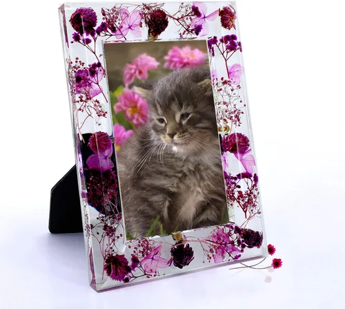 Miniatura 10 de Marco de fotos floral rosa de 5 x 7 pulgadas para decoración de pared y mesa, gran regalo conmemorativo, marcos de fotos únicos para decoración