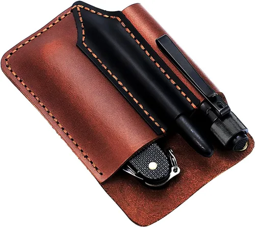 Miniatura 3 de Organizador de bolsillo de cuero hecho a mano, funda multiherramienta de accesorios de cuero EDC para hombres Cuero hecho a mano, transporte